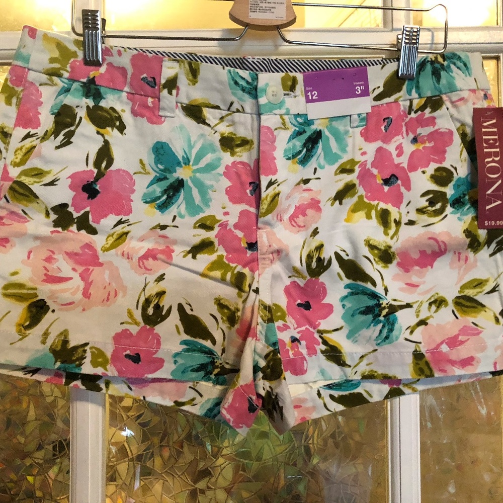 NWT Merona floral 3" shorts size 12